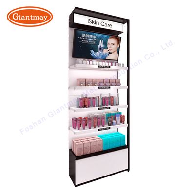 W930*D330*H2430mm Metal Makeup Store Display Powder Coated With Cabinet