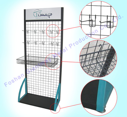 Retail Shop Retail Shop Grid Mesh Display with Basket Metal Wire Rack