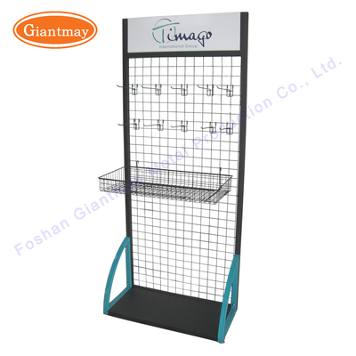 Retail Shop Retail Shop Grid Mesh Display with Basket Metal Wire Rack