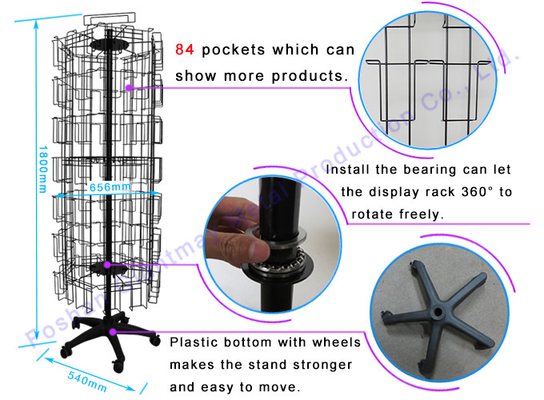 84 Pockets Postcard Gift Floor Display Stand Greeting Card Rack