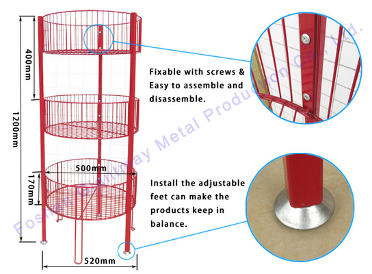 3 Tiers Toy Rack Beverage Retail Dump Bin Display Metal Stand