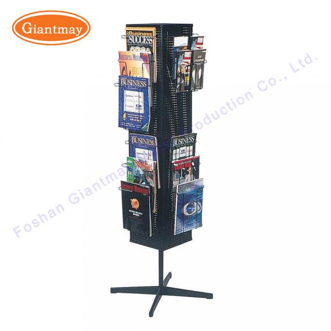 Brochure Stand with Wheels Rotating Metal Magazine Rack